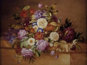 Rosen, Winden und andere Blumen auf einem Sims von Alexandre Couronne