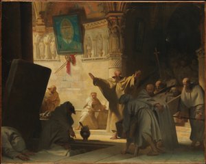 Dramatische Szene mit Mönchen in einer Krypta von Alexandre Evariste Fragonard