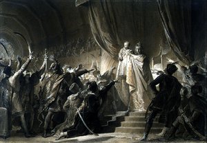 Die Kaiserin Maria-Theresia (1717-80) stellt den zukünftigen Joseph II. den Magnaten von Ungarn vor von Alexandre Evariste Fragonard