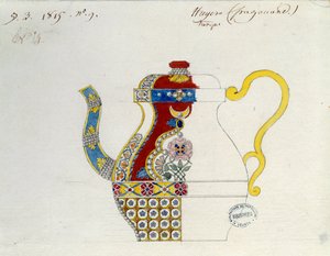Türkische Teekanne. Zeichnung von Alexandre Evariste Fragonard (1780-1850). Sèvres, Porzellanmanufaktur