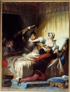 Religionskrieg: „Szene des Massakers von Saint Barthelemy am 24.08.1572“ Gemälde von Evariste Fragonard (1780-1850) 1836 von Alexandre Evariste Fragonard