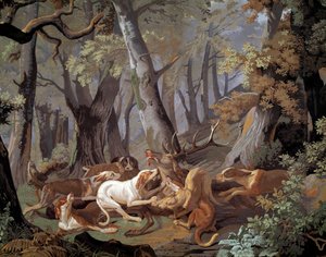 Hirschjagd Dussy Tapete nach einem Gemälde von Alexandre-François Desportes (1661-1743). 1851. Paris, Kunstgewerbemuseum von Alexandre Francois Desportes