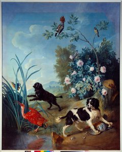 Zerbine und Jemite, die Hunde von König Ludwig XIV., Gemälde von Francois Desportes