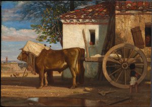 Ochsen vor einem Bauernhaus in Le Verrier, c. 1853