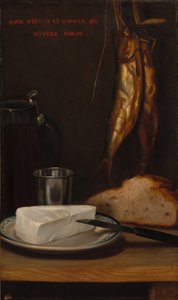 Stillleben mit Hering, Brot und Käse, 1858