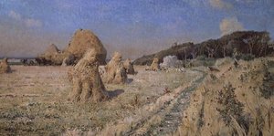 Getreidehaufen auf einem Feld