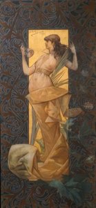 Komposition mit geflügelter Nymphe bei Sonnenaufgang von Alexandre de Riquer