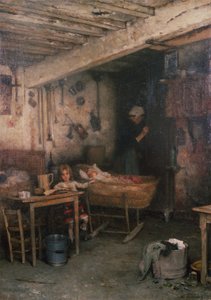 Kinder in einem Cottage-Inneren von Alexei Alexevich Harlamoff