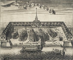 Ansicht der Admiralitätswerft in St. Petersburg, 1717