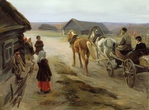 Eintreffen einer Schullehrerin im Dorf