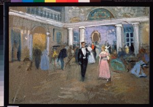 Ein Ball im Haus der Larins - Illustration für den Roman "Eugen Onegin" von Alexander Puschkin von Alexei Steipanovitch Stepanov