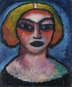 Frauenkopf, Verso: Brustbild eines Mannes (um 1910-1912) von Alexej von Jawlensky
