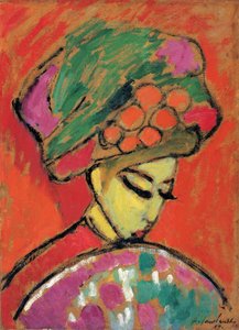 Junges Mädchen mit einem Blumenhut von Alexej von Jawlensky