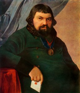 Porträt von Obrazstsov, ein Kaufmann aus Rshev, 1830er Jahre, 1965