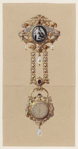 Entwurf für eine Chatelaine mit Uhr