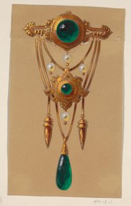 Entwurf für eine Gold- und Cabochon-Edelstein-Brosche von Alexis Falize