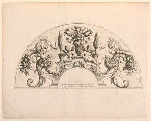 Fächerblätter, fünfte und sechste Platte des Sets "Divers Desseins de grands Eventails, Encrans, et autres Ornamens, inventés et gravés par Nicolas Loire" von Alexis Loir