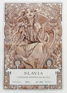 Versicherungspolice der Slavia Versicherungsgesellschaft, 1942 von Alfons Marie Mucha