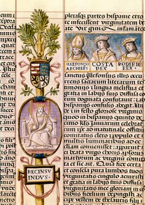 Porträt von Flavius Recceswinth, König der Westgoten von Spanien von 653 bis zu seinem Tod im Jahr 672, Miniatur in "Genealogía de los reyes de España"