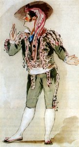 Carlo Zucchelli als Figaro in der Oper "Der Barbier von Sevilla" von Gioacchino Rossini von Alfred Edward Chalon