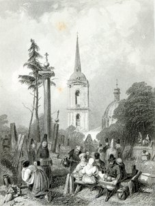 Friedhof der Smolensko-Kirche, graviert von E. Smith von Alfred (after) Vickers