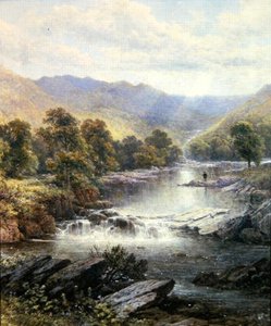 Ein Angler in einem Flusstal von Alfred Augustus (after) Glendening