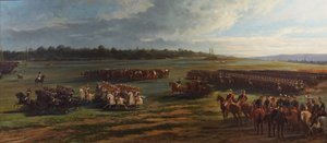 Überprüfung der Kavalleriedivision der Longchamp-Garde durch Napoleon III. und Franz Joseph I. von Österreich, 25. Oktober 1867