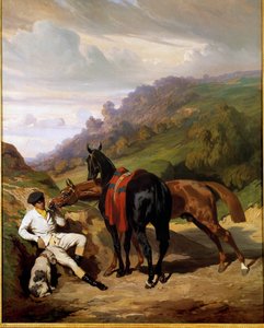 Weißer Junge und seine Pferde. Gemälde von Alfred De Dreux (19. Jahrhundert) von Alfred Dedreux