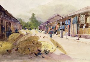 Trocknende Regenschirme nach einem Regensturm, ca. 1889
