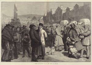 Ein Einstellungs- und Statuenmarkt im Norden Englands von Alfred Edward Emslie