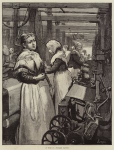 Bei der Arbeit in einer Wollfabrik von Alfred Edward Emslie