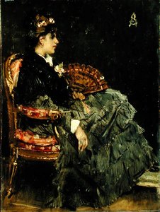 Sitzende Dame mit einem Fächer