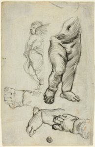 Skizzen von Putti (recto); Studie für Ornament (verso) von Alfred George Stevens
