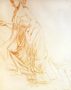 Studie von zwei Figuren, eine stehend und eine kniend, um 1850 von Alfred George Stevens