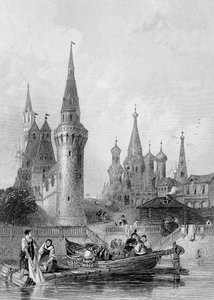 Die Kirche von Vasili Blagennoi, Moskau, graviert von J. H. Kernot, ca. 1844