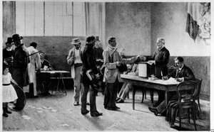 Wahlen, allgemeines Wahlrecht: ein Wahllokal von A.M. Bramtot - Musée Carnavalet