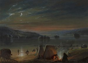Flussüberquerung: Mondschein von Alfred Jacob Miller