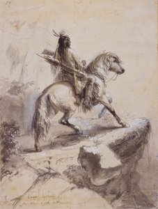 Crow-Indianer auf der Lauer, ca. 1837 von Alfred Jacob Miller
