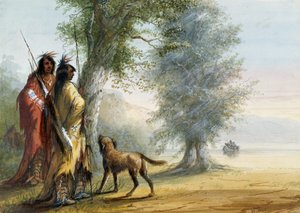 Indianer beobachten ein Kanu von Alfred Jacob Miller