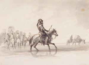 Jim Bridger in einem Anzug aus englischer Rüstung, ca. 1837 von Alfred Jacob Miller
