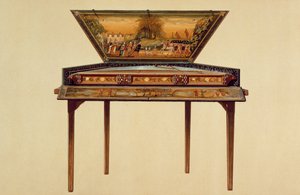 Gehämmerter Dulcimer in einer bemalten Klangbox, 18. Jahrhundert, aus 