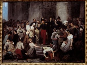 Der Herzog von Orleans besucht die Kranken des Hôtel-Dieu während der Cholera-Epidemie von Alfred Johannot