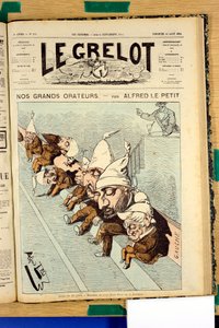 Titelblatt von „Le Grelot“, Nummer 175, Satirisch in Farben von Alfred Le Petit