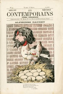 Cover von „Les Contemporains“, Nr. 9, Satirisch in Farben: Alphonse Daudet - Literatur - Houle, Daudet Alphonse - Illustration von Alfred Le Pepetit (1841-1909) von Alfred Le Petit