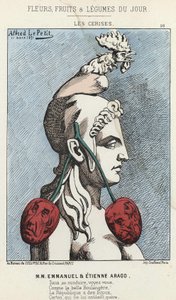 Die Kirschen: Karikatur auf MM Emmanuel und Etienne Arago - Illustration vom 11.03.1871 in „Blumen, Früchte und Gemüse des Tages“ von Alfred Le Petit