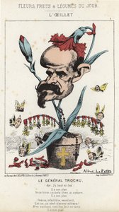 Die Nelke: Karikatur über General Louis Jules Trochu (1815 - 1896) - ill. vom 11.01.1871 in „Blumen, Früchte und Gemüse des Tages“
