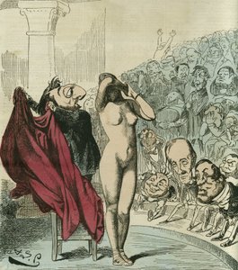 Die neue Phryne, nach einem Gemälde von Gerome, Phryne wäre die enthüllte Republik. in „L