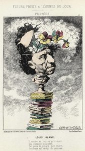 Gedanken: Karikatur über Louis Blanc - ill. vom 04.02.1871 in „Blumen, Früchte und Gemüse des Tages“