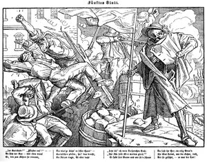 Totentanz 1848: Der Tod führt revolutionäre Bürger von Alfred Rethel