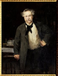 Porträt von Alexandre Dumas Jr., französischer Schriftsteller. Gemälde von Alfred Philippe Roll von Alfred Roll